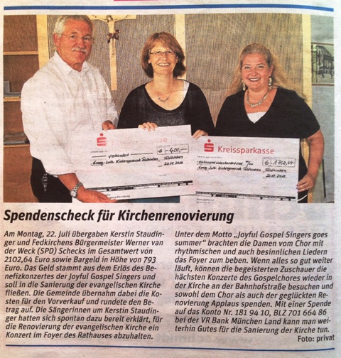 Hallo 07.2013 Sommerkonzert Scheck&uuml;bergabe